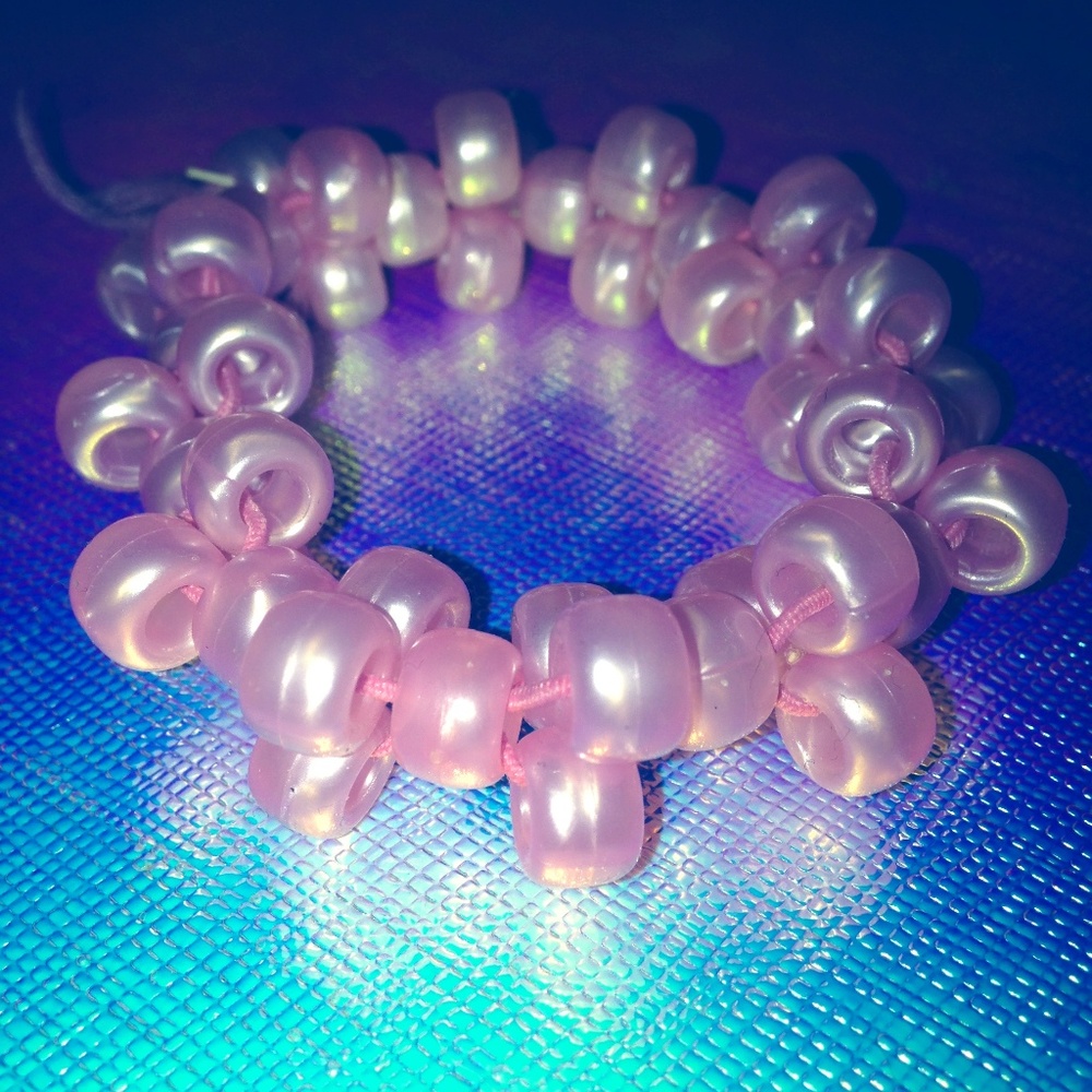 6/$15 Handmade Baby Pink Iridescent Kandi Bracelet